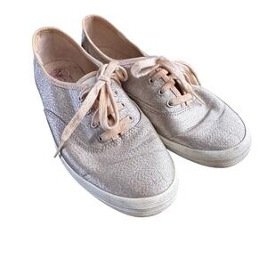 Keds Champion Rose Gold Glitter Sneakers Womens 6.5 Lace Up shoes WF57226